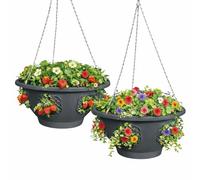 Ultimate Hanging Baskets - Strawberry, Tomato, Flower, and Herb Outdoor Planters - Use Garden Pots For Growing Plants Outside On A Deck, Fence, or Balcony (2)