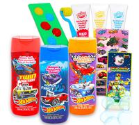 Ultimate Hot Wheels Bathroom Set - Bundle with Shampoo Body Wash Bubble Bath Paint Stickers More | Hot Wheels Bath and Shower Supplies Kit for K