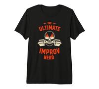 Ultimate Improv Nerd Flaming Skull Barbell Gym Workout Graph Premium T-Shirt