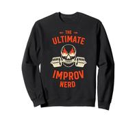 Ultimate Improv Nerd Flaming Skull Barbell Gym Workout Graph Sweatshirt