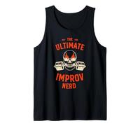 Ultimate Improv Nerd Flaming Skull Barbell Gym Workout Graph Tank Top