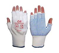 Ultimate Industrial NLNW-DF/08 NLNW-DF Fingerless Nylon Dotted Gloves, 1 Pair, Size 8/Medium, White/Blue