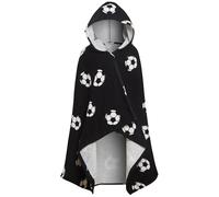 Ultimate Kids Boys Football Hooded Poncho Towel Black One Size