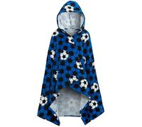 Ultimate Kids Boys Football Hooded Poncho Towel Blue One Size