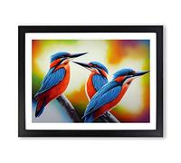 Ultimate Kingfisher Birds Framed Print | A2 Black Framed Wall Art | Ready to Hang | Modern Nature Picture | Living Room Bedroom Lounge Office