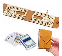 Ultimate Leather Wraparound Touring Cribbage Board, Foldable Travel Cribbage Board Game Set, Classic Game Travel Cribbage Board with Playing Card, Mini Board Game for Family, Party