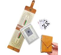 Ultimate Leather Wraparound Touring Cribbage Board, Foldable Travel Cribbage Board Game Set, Personalized Travel Boards Games Pegs, Portable Tabletop Game for Kids and Adults
