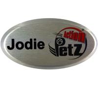 Ultimate-Line Personalised Aluminium Name Badge - Oval 64mm x 34mm (Brushed Silver) - Compatible with Car, Truck, SUV