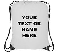 Ultimate-Line Personalised Drawstring Bag - Custom Printed White Gym Sack with Name, Logo or Photo - Lightweight Sports Bag with Black Strings - 13L Capacity - For Kids, Adults, School, Gym, Travel