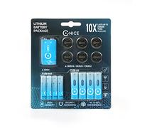 Ultimate Lithium Battery Bundle Gift Pack includes AA AAA CR2016 CR2025 CR2032 9V Nice Power Non Rechargeable Technology