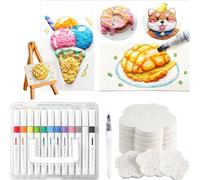 Ultimate Magic Texture Painting Kit, 3D Drawing Canvas Sponge,Puffy Popcorn DIY Painting Kit,Magic Puffy Paint Kit for Kids,Bubble Drawing Pens Art Supplies (D)