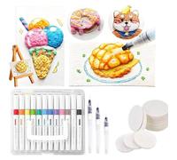 Ultimate Magic Texture Painting Kit, 3D Drawing Canvas Sponge,Puffy Popcorn DIY Painting Kit,Magic Puffy Paint Kit for Kids,Bubble Drawing Pens Art Supplies (C)