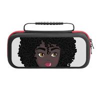Ultimate Nintendo Switch Game Holder: Switch 2 Curly Hair, Dark Skinned GirlCarrying Case with 20 Card Slots & Large Accessory Compartment for Chargers, Headphones And Nintendo Bumper Case.