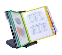 Ultimate Office AdjustaView 10-Pocket Desk Reference Organizer with Easy-Load Pockets and Compact Weighted Base for Maximum Stability (Colored Pockets)