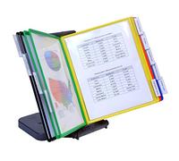 Ultimate Office AdjustaView 10-Pocket Desk Reference Organizer with Easy-Load Pockets and Compact Weighted Base for Maximum Stability (Colored Pockets)