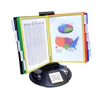 Ultimate Office AdjustaView 10-Pocket Desk Reference Organizer with Supplies Storage Base and EZ-LOAD Pockets to Hold 20 Sheets of Paper, Includes Fast Find Indexing Tabs, Black Base w/Colored Pockets
