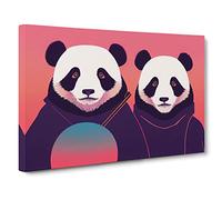 Ultimate Pandas Canvas Print | Gallery Wrapped 30mm Frame Wall Art | 30x20 inches | Ready to Hang | Contemporary Animal Picture | Living Room Bedroom Lounge Office