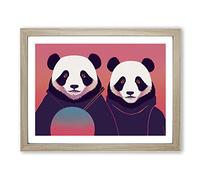 Ultimate Pandas Framed Wall Art Print A2 Oak