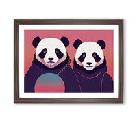 Ultimate Pandas Framed Wall Art Print A2 Walnut