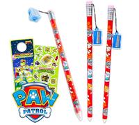 Ultimate Paw Patrol Pencils Party Favors Set - Bundle with 3 Jumbo Pencils with Attached Sharpener Plus Stickers | Paw Patrol Birthday Party Supplies