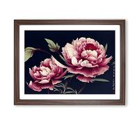 Ultimate Peonies Framed Print | A3 Walnut Framed Wall Art | Ready to Hang | Modern Nature Picture | Living Room Bedroom Lounge Office