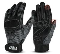 Ultimate Pro-biker Cow Analine Leather Sports Motorcycle Motorbike Full Finger Summer Mountain Bicycle Riding Sports Glove with Knuckle Protection for men’s safety 9001 (Black/Grey, XL)