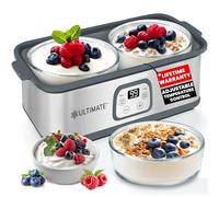 Ultimate Probiotic Yogurt Maker with Adjustable Time & Temp Control - Make Trillions of Live Probiotics with Two 1-Quart Containers for Larger Batches - Best Greek Yogurt Maker - LIFETIME WARRANTY