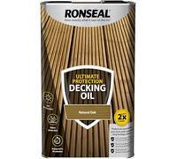 Ultimate Protection Decking Oil Natural Oak | Water-Based Linseed Wood Stain & Sealer | Weather-Resistant, Fast-Drying & Long-Lasting (1, Natural Oak, 5L)