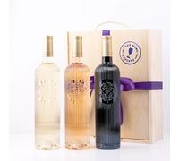 Ultimate Provence - Rosé, White and Red Wine Côtes de Provence AOP - Ultimate Provence Wine Gift Set With Wooden Box - Vegan - Perfect for Celebrations - Case of 3 x 75cl Bottle