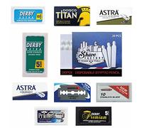 Ultimate Razor Blades Sample Set by Créé for Traditional Shaving Enthusiasts and Professional Barbers - Famous Blade Brands from All Over The World - with All of Their Assortments (Set 2), Green