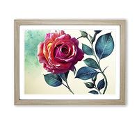 Ultimate Rose Flower Framed Print | A4 Oak Framed Wall Art | Ready to Hang | Modern Floral Picture | Living Room Bedroom Lounge Office