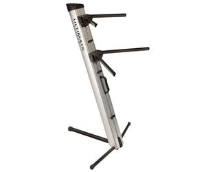 Ultimate Support AX-48 Pro APEX Two-Tier Column Keyboard Stand - Silver | Two-tier, Integrated Mic Boom Attachment, Compact & Portable, Internal Cable Management, Lightweight