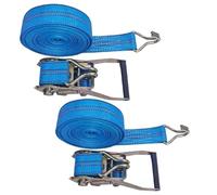 Ultimate Tie Down Straps, Ratchet Strap Pack Of 2 Multicolor 3.0-20.0m Inches 11023 LBS With Double J Hooks(Blue,11.0m/36.1ft)