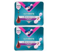 Ultimate Ultra Long+ Sanitary Pads for Super Heavy Flow with Wings, Extra Absorbent, Reliable Protection, Bundle of 2 (20 Pads Total)