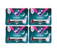 Ultimate Ultra Night+ Sanitary Pads with Wings, Super Heavy Flow Protection, 8 Pads per Pack, Bundle of 4 (32 Pads Total)