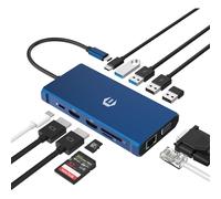 Ultimate USB-C Docking Station 12-in-1 Triple Display Hub with HDMI DP USB VGA