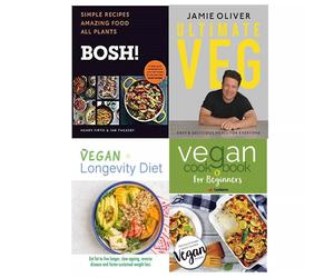 Ultimate Veg, BOSH,Vegan Longevity Diet,Vegan Cookbook 4 Books Set