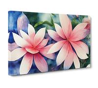Ultimate Watercolour Flowers Canvas Print | Gallery Wrapped 30mm Frame Wall Art | 30x20 inches | Ready to Hang | Contemporary Floral Picture | Living Room Bedroom Lounge Office