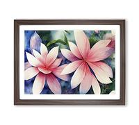Ultimate Watercolour Flowers Framed Print | A2 Walnut Framed Wall Art | Ready to Hang | Modern Floral Picture | Living Room Bedroom Lounge Office