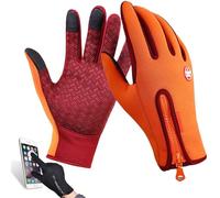 Ultimate Waterproof & Windproof Thermal Non-Slip Gloves, Thermal Touch Screen Windproof Gloves (Orange,L)