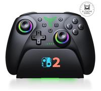 Ultimate Wireless Switch 2 Controller with Charging Dock,Programmable Switch Pro Controller with 1000mAh&Wake-up&RGB Lighting&No Drift No Deadzone&Motion Control,Compatible with Switch/Lite/OLED