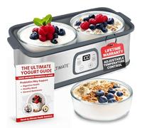 Ultimate Probiotic Yogurt Maker with Adjustable Time & Temp Control - Make Trillions of Live Probiotics with Two 1-Quart Containers for Larger Batches - Greek Yogurt Maker