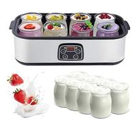 Ultimate Yogurt Maker with LED Display, 1400ml Automatic Yogurt Maker Machine with 8 PCS Glass Jars, 0-48h Timer & 20-50℃ Temp Adjustable, Yoghurt Maker for Fresh Homemade Yogurt