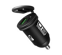 UltimateAddons 12V Motorcycle USB Charger, USB-A + USB-C 24W 4.8A Dual Port Fast Charger with Protective Caps, Compact Aluminium Socket Adapter