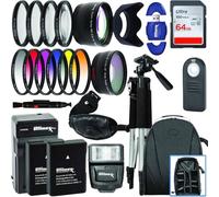Ultimaxx 55MM Accessory Kit for Nikon D3300,D3400,D3500,D5500,D5600,D7500,D500, D780 with 2X EN-EL14A Replacement Batteries + Digital Filter Kits + Lightweight Tripod & Much More