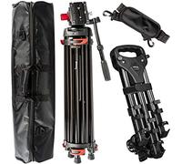 Ultimaxx 72 inch Professional Heavy Duty Aluminum Twin Tube Tripod with Dolly, 360 Degree Fluid Head, Mid-Level Spreader, Max Loading 8KG Compatible with DSLR Cameras Including Nikon, Cannon, And More