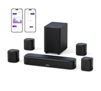 ULTIMEA 7.1ch Virtual Surround Sound Bar, Sound Bar for TV with 4 Surround Speakers, Peak Power 330W, Surround Sound System for TV, App Control, Soundbar with Subwoofer, Aura A40 (U2601)