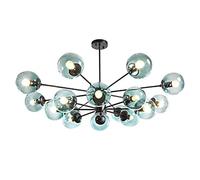 Ultimetile Modern Sputnik Glass Globe Chandelier Nordic Plating Magical Molecular Shades Ceiling Light Mid Century Pendant Lighting for Kitchen Living Room Blue 16 Lights