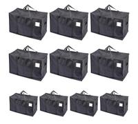 Ultimo Designs Heavy-Duty Oversized Oxford Fabric Storage Bags with Zip & Clear Tag Pocket - Water-Resistant, Durable Organizer for Moving, Clothes, Laundry, Packing & Storage (Black, 10 Pack)