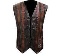 Ultimo Jacket Mens Dund-ee Vest Crocodile Style | Faux Leather Brown Vest for men's